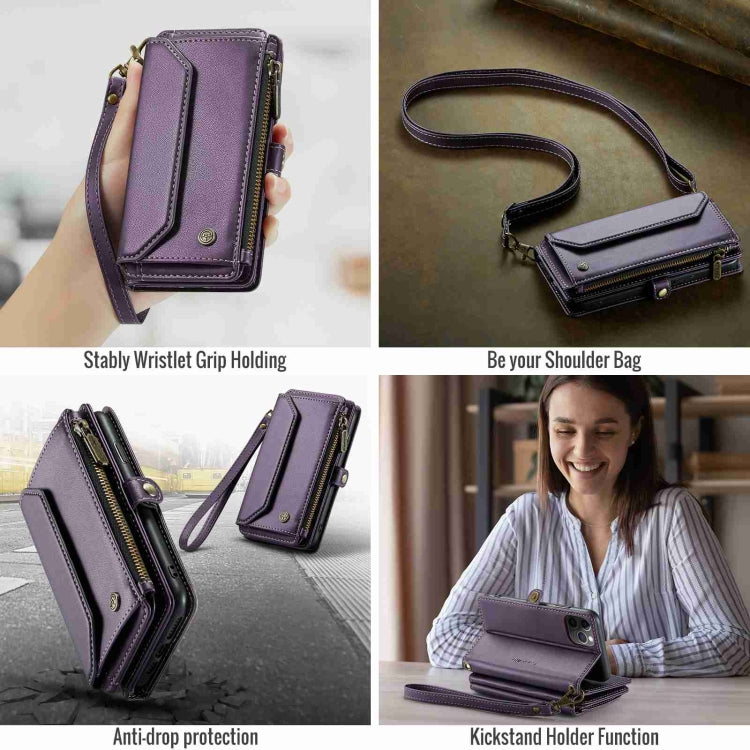 For iPhone 11 Pro Max CaseMe C36 Card Slots Zipper Wallet RFID Anti-theft Leather Phone Case