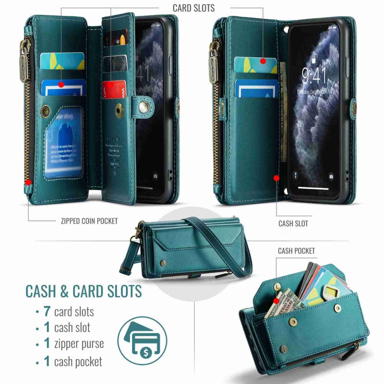 For iPhone 11 Pro Max CaseMe C36 Card Slots Zipper Wallet RFID Anti-theft Leather Phone Case