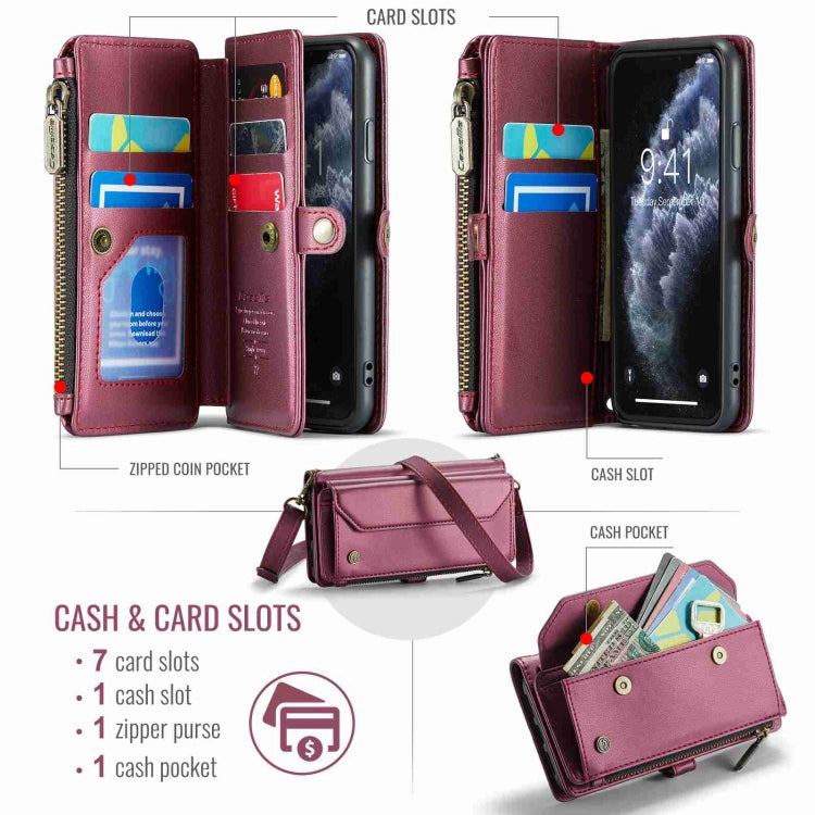For iPhone 11 Pro Max CaseMe C36 Card Slots Zipper Wallet RFID Anti-theft Leather Phone Case