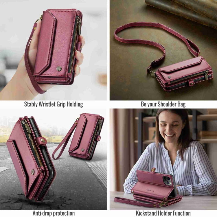 For iPhone 11 Pro Max CaseMe C36 Card Slots Zipper Wallet RFID Anti-theft Leather Phone Case