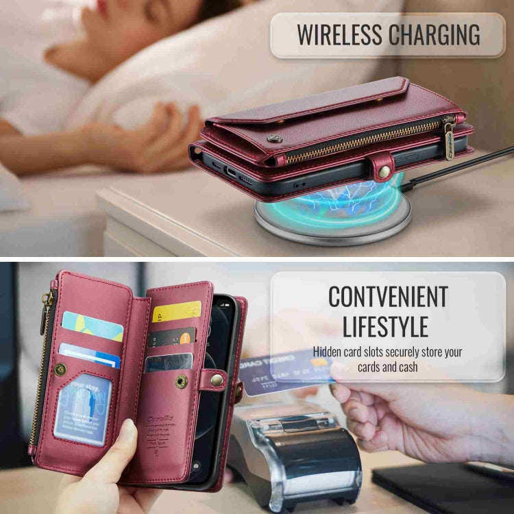 For iPhone 12 Pro CaseMe C36 Card Slots Zipper Wallet RFID Anti-theft Leather Phone Case