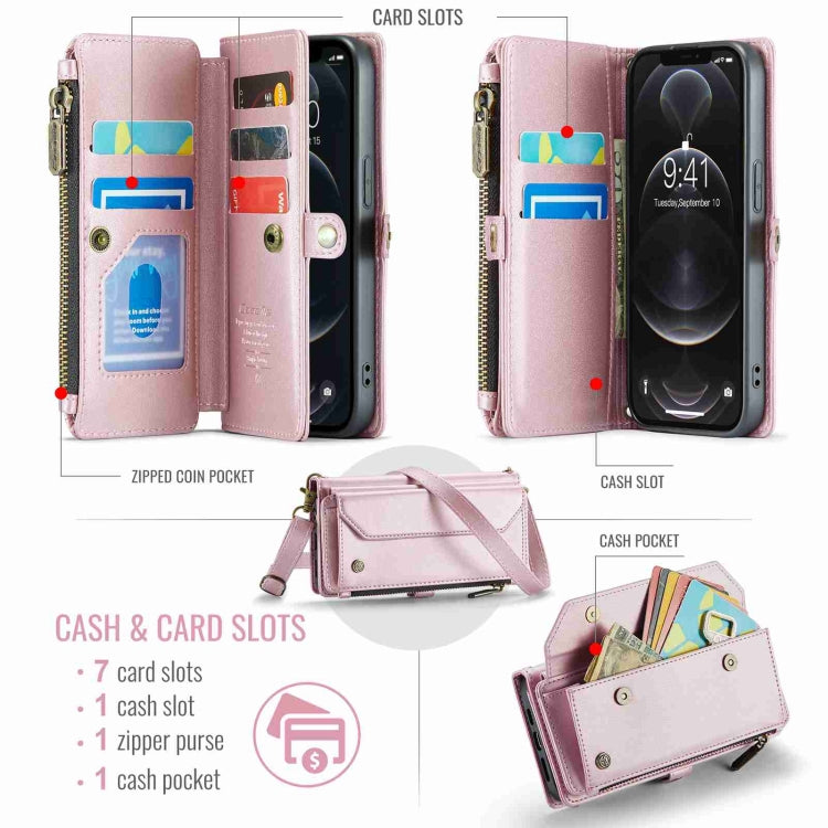 For iPhone 12 Pro CaseMe C36 Card Slots Zipper Wallet RFID Anti-theft Leather Phone Case