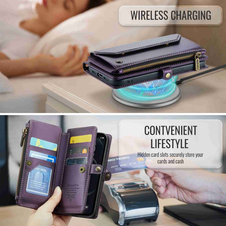For iPhone 12 Pro Max CaseMe C36 Card Slots Zipper Wallet RFID Anti-theft Leather Phone Case
