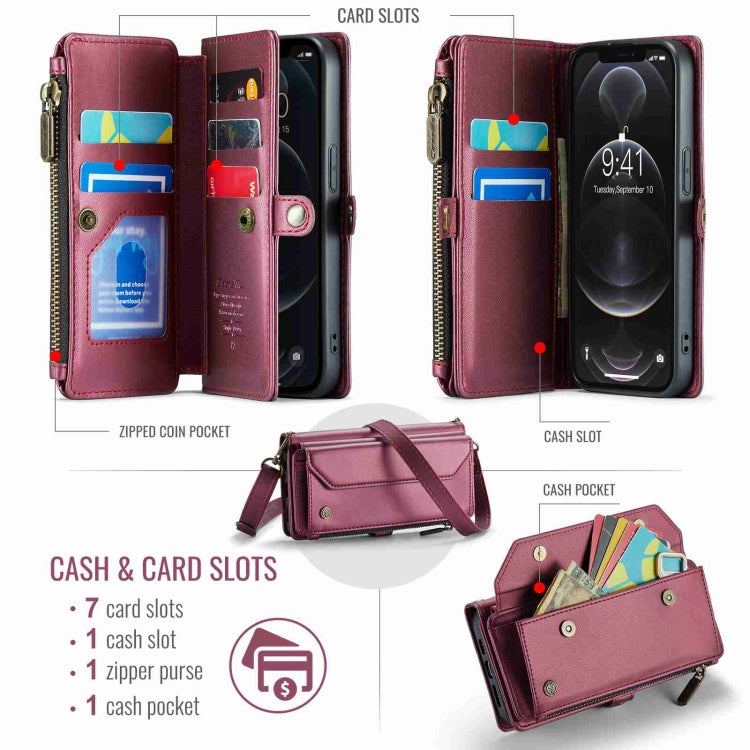 For iPhone 12 Pro Max CaseMe C36 Card Slots Zipper Wallet RFID Anti-theft Leather Phone Case