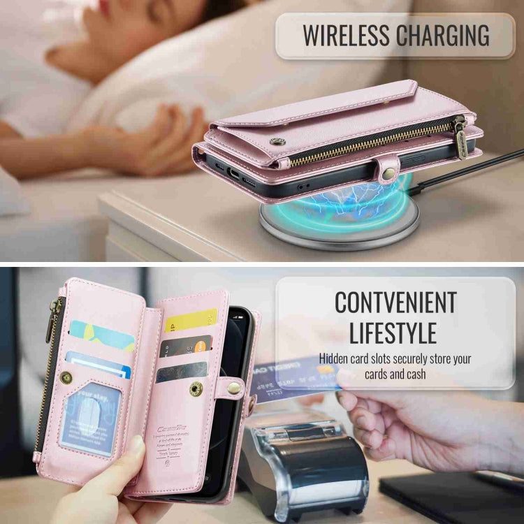 For iPhone 12 Pro Max CaseMe C36 Card Slots Zipper Wallet RFID Anti-theft Leather Phone Case