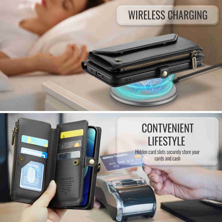 For iPhone 12 mini CaseMe C36 Card Slots Zipper Wallet RFID Anti-theft Leather Phone Case