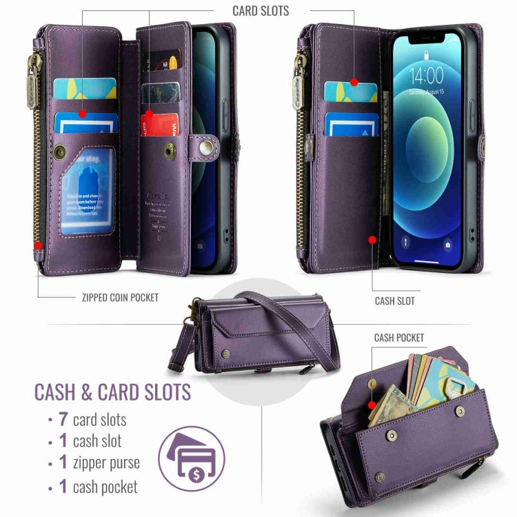 For iPhone 12 mini CaseMe C36 Card Slots Zipper Wallet RFID Anti-theft Leather Phone Case