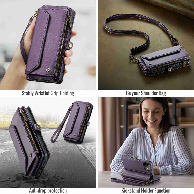 For iPhone 12 mini CaseMe C36 Card Slots Zipper Wallet RFID Anti-theft Leather Phone Case