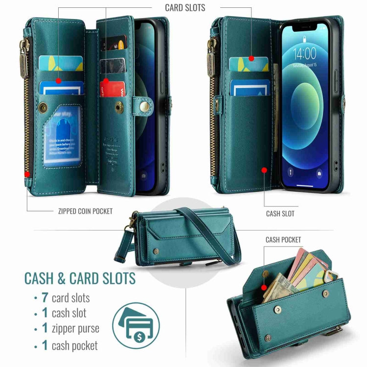 For iPhone 12 mini CaseMe C36 Card Slots Zipper Wallet RFID Anti-theft Leather Phone Case