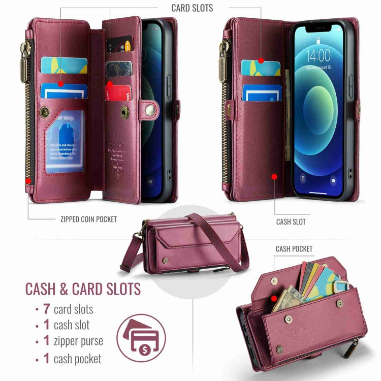 For iPhone 12 mini CaseMe C36 Card Slots Zipper Wallet RFID Anti-theft Leather Phone Case