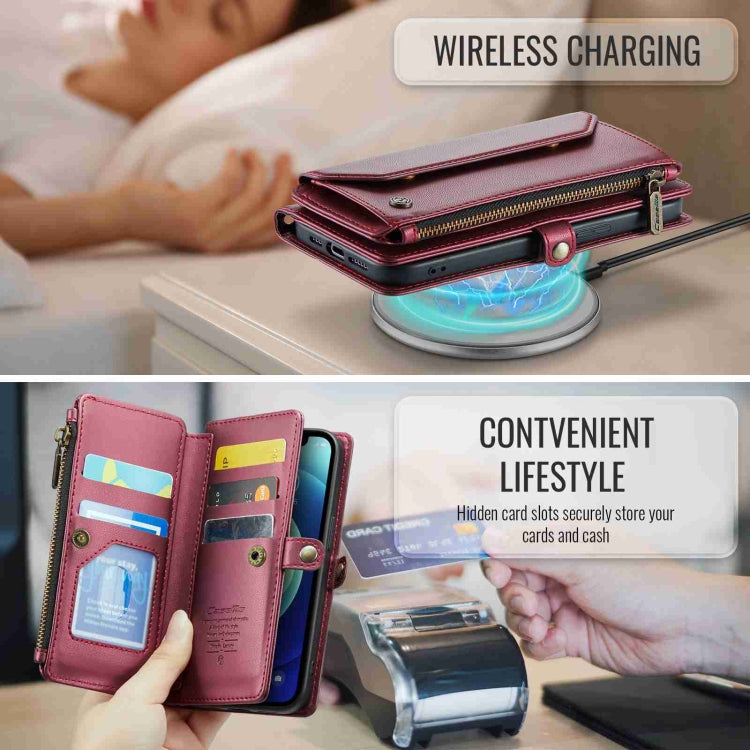 For iPhone 12 mini CaseMe C36 Card Slots Zipper Wallet RFID Anti-theft Leather Phone Case