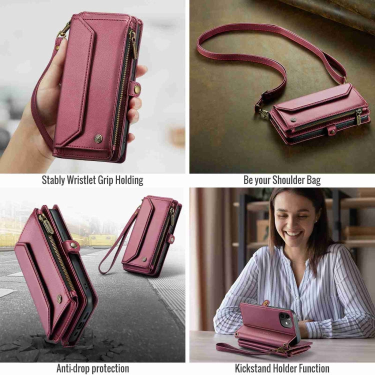 For iPhone 12 mini CaseMe C36 Card Slots Zipper Wallet RFID Anti-theft Leather Phone Case