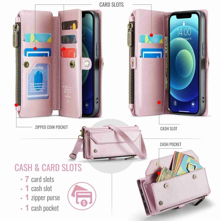 For iPhone 12 mini CaseMe C36 Card Slots Zipper Wallet RFID Anti-theft Leather Phone Case