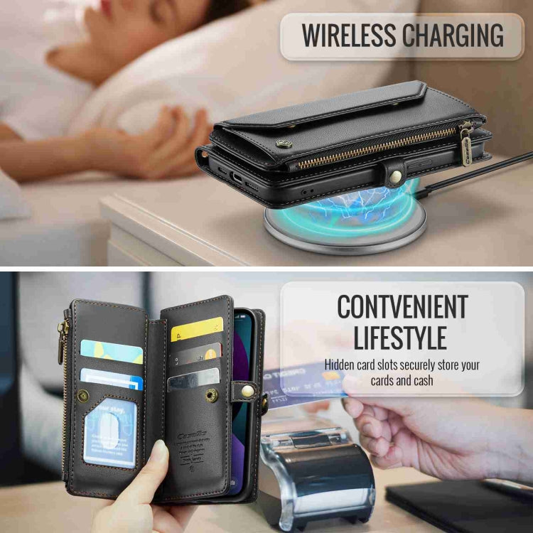 For iPhone 13 CaseMe C36 Card Slots Zipper Wallet RFID Anti-theft Leather Phone Case