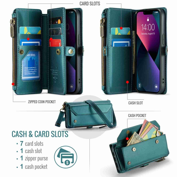 For iPhone 13 CaseMe C36 Card Slots Zipper Wallet RFID Anti-theft Leather Phone Case