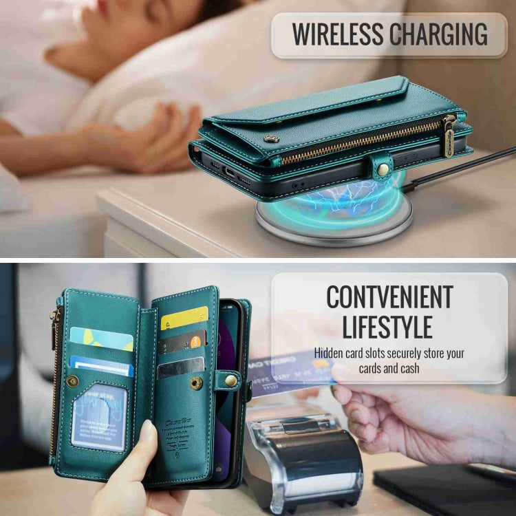 For iPhone 13 CaseMe C36 Card Slots Zipper Wallet RFID Anti-theft Leather Phone Case