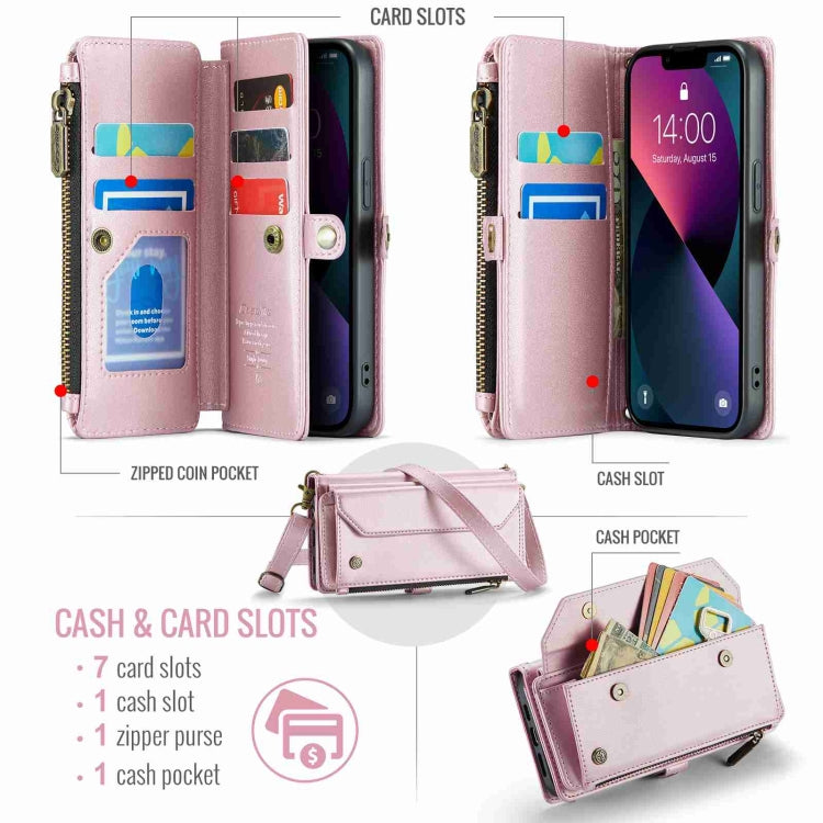 For iPhone 13 CaseMe C36 Card Slots Zipper Wallet RFID Anti-theft Leather Phone Case