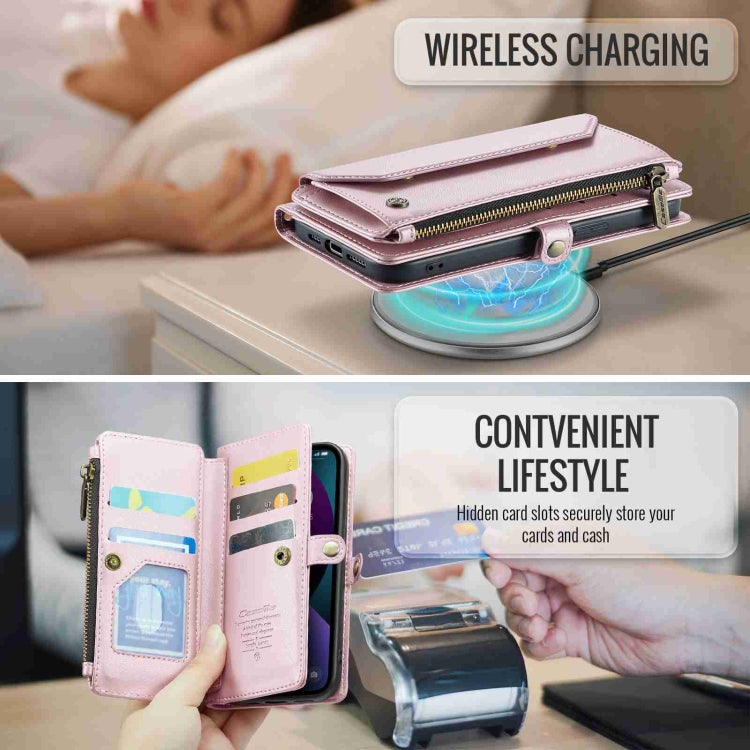 For iPhone 13 CaseMe C36 Card Slots Zipper Wallet RFID Anti-theft Leather Phone Case