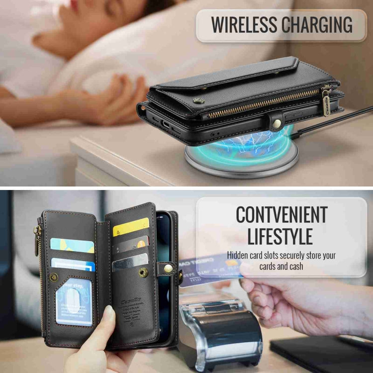 For iPhone 13 Pro CaseMe C36 Card Slots Zipper Wallet RFID Anti-theft Leather Phone Case