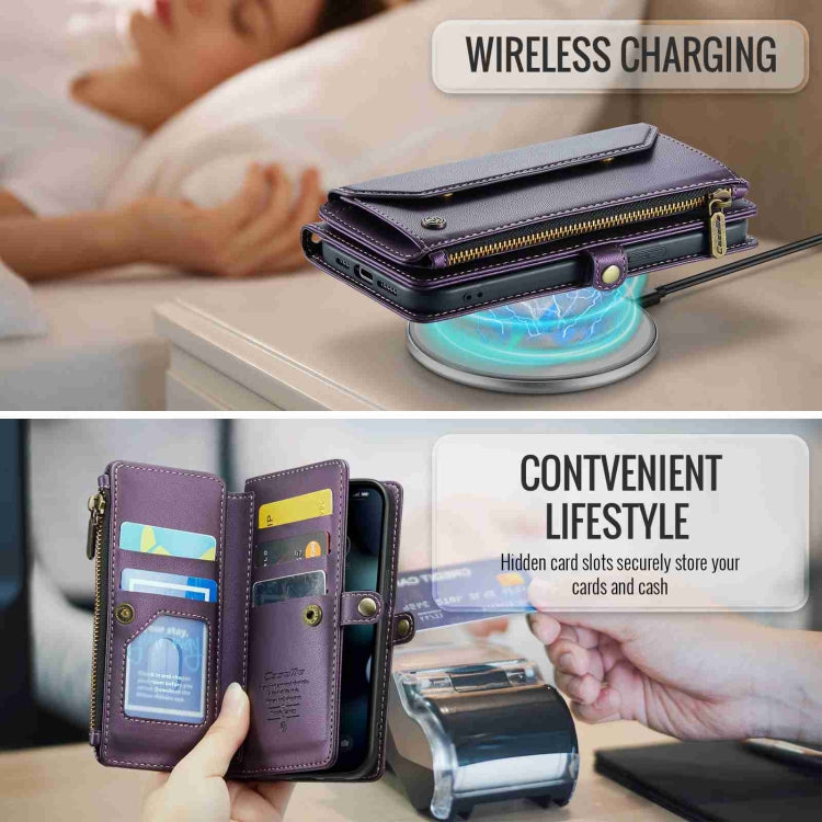 For iPhone 13 Pro CaseMe C36 Card Slots Zipper Wallet RFID Anti-theft Leather Phone Case
