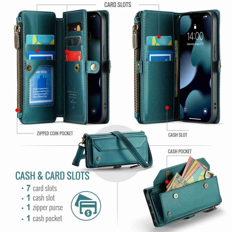 For iPhone 13 Pro CaseMe C36 Card Slots Zipper Wallet RFID Anti-theft Leather Phone Case