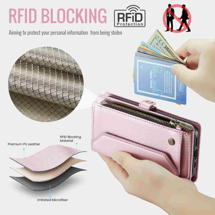 For iPhone 13 Pro CaseMe C36 Card Slots Zipper Wallet RFID Anti-theft Leather Phone Case