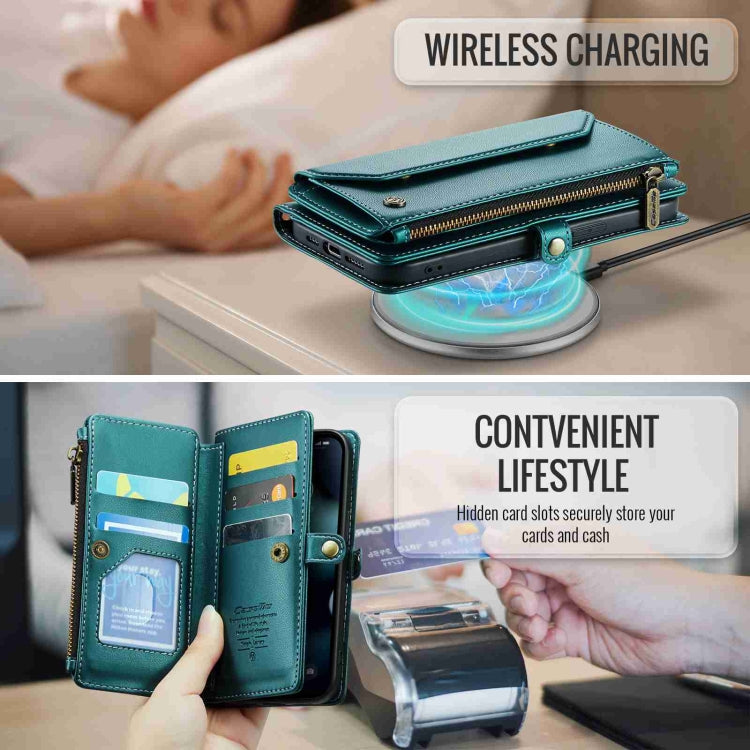 For iPhone 13 Pro Max CaseMe C36 Card Slots Zipper Wallet RFID Anti-theft Leather Phone Case