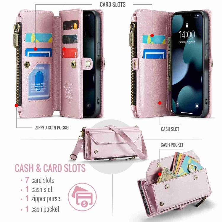For iPhone 13 Pro Max CaseMe C36 Card Slots Zipper Wallet RFID Anti-theft Leather Phone Case