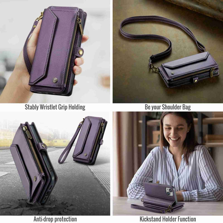 For iPhone 14 Plus CaseMe C36 Card Slots Zipper Wallet RFID Anti-theft Leather Phone Case