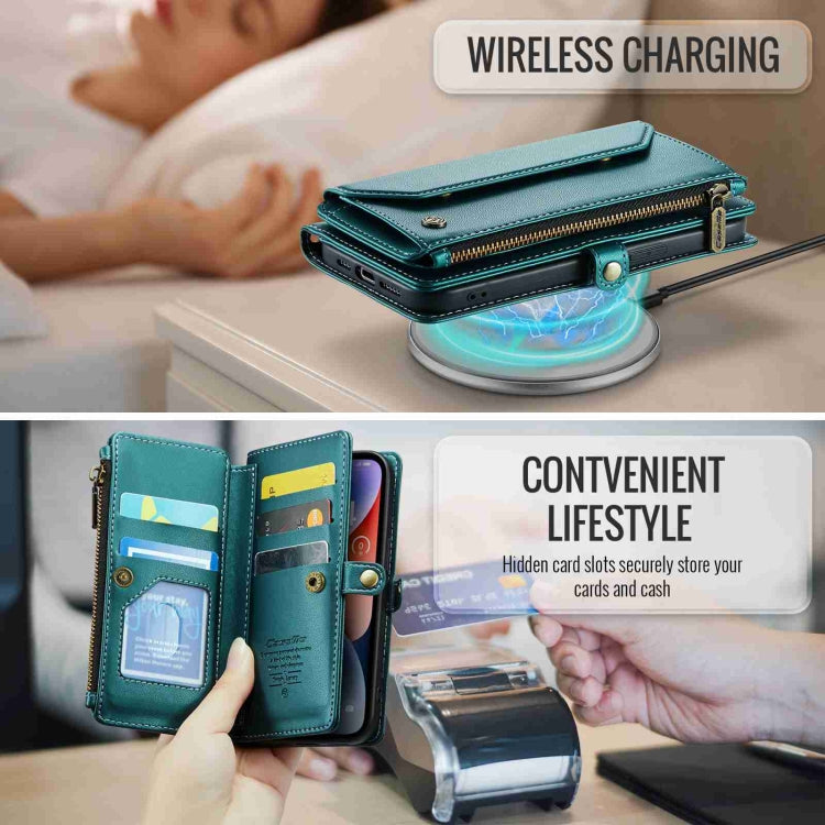 For iPhone 14 Plus CaseMe C36 Card Slots Zipper Wallet RFID Anti-theft Leather Phone Case