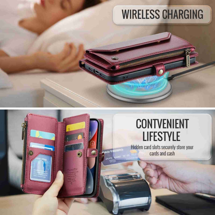 For iPhone 14 Plus CaseMe C36 Card Slots Zipper Wallet RFID Anti-theft Leather Phone Case