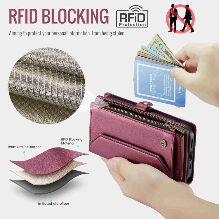 For iPhone 14 Plus CaseMe C36 Card Slots Zipper Wallet RFID Anti-theft Leather Phone Case