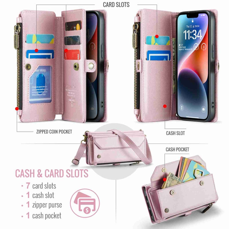 For iPhone 14 Plus CaseMe C36 Card Slots Zipper Wallet RFID Anti-theft Leather Phone Case