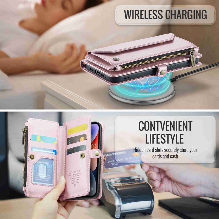 For iPhone 14 Plus CaseMe C36 Card Slots Zipper Wallet RFID Anti-theft Leather Phone Case