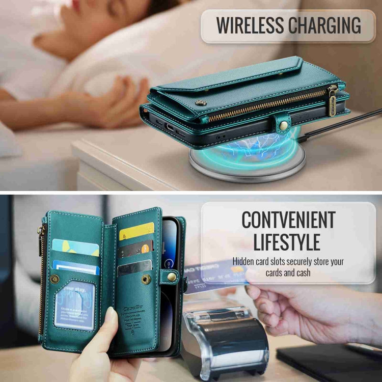 For iPhone 14 Pro Max CaseMe C36 Card Slots Zipper Wallet RFID Anti-theft Leather Phone Case