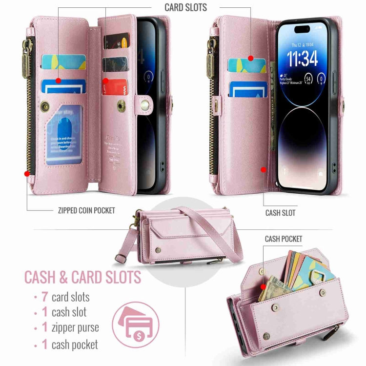 For iPhone 14 Pro Max CaseMe C36 Card Slots Zipper Wallet RFID Anti-theft Leather Phone Case