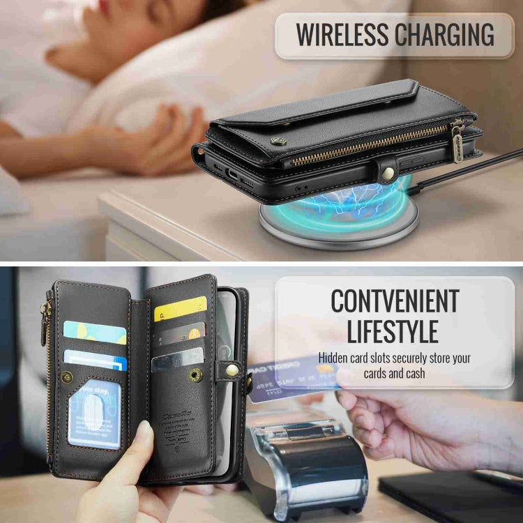 For iPhone 15 Plus CaseMe C36 Card Slots Zipper Wallet RFID Anti-theft Leather Phone Case