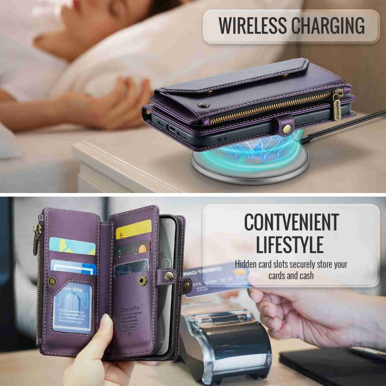 For iPhone 15 Plus CaseMe C36 Card Slots Zipper Wallet RFID Anti-theft Leather Phone Case