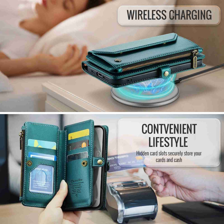 For iPhone 15 Plus CaseMe C36 Card Slots Zipper Wallet RFID Anti-theft Leather Phone Case