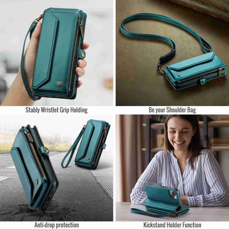 For iPhone 15 Plus CaseMe C36 Card Slots Zipper Wallet RFID Anti-theft Leather Phone Case