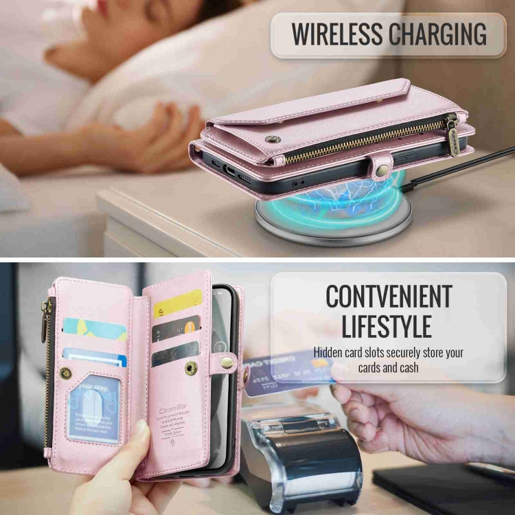 For iPhone 15 Plus CaseMe C36 Card Slots Zipper Wallet RFID Anti-theft Leather Phone Case