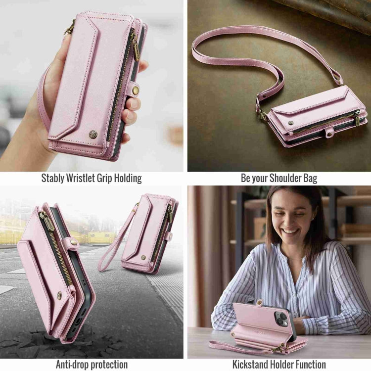 For iPhone 15 Plus CaseMe C36 Card Slots Zipper Wallet RFID Anti-theft Leather Phone Case