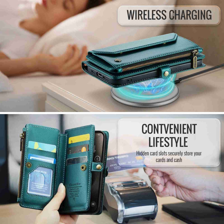 For iPhone 15 Pro CaseMe C36 Card Slots Zipper Wallet RFID Anti-theft Leather Phone Case