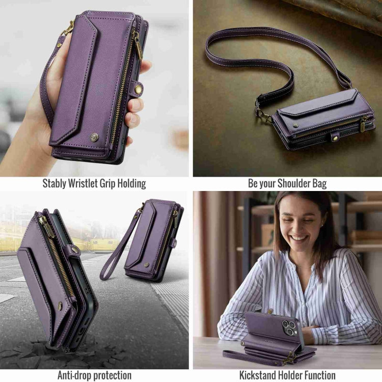 For iPhone 15 Pro Max CaseMe C36 Card Slots Zipper Wallet RFID Anti-theft Leather Phone Case