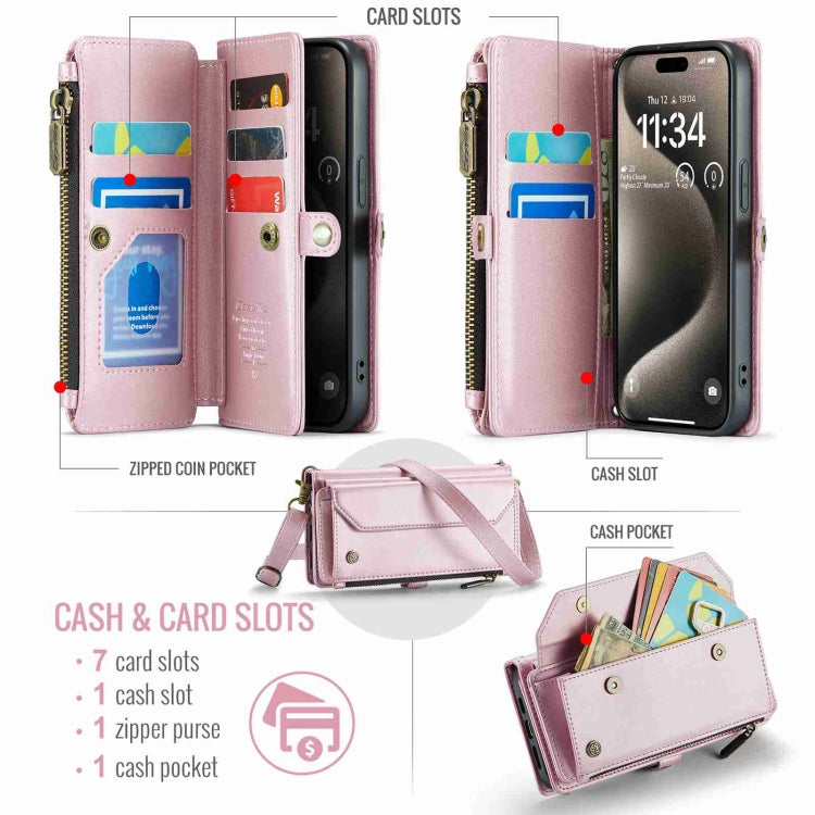 For iPhone 15 Pro Max CaseMe C36 Card Slots Zipper Wallet RFID Anti-theft Leather Phone Case