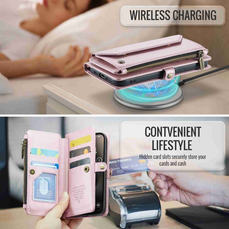 For iPhone 15 Pro Max CaseMe C36 Card Slots Zipper Wallet RFID Anti-theft Leather Phone Case