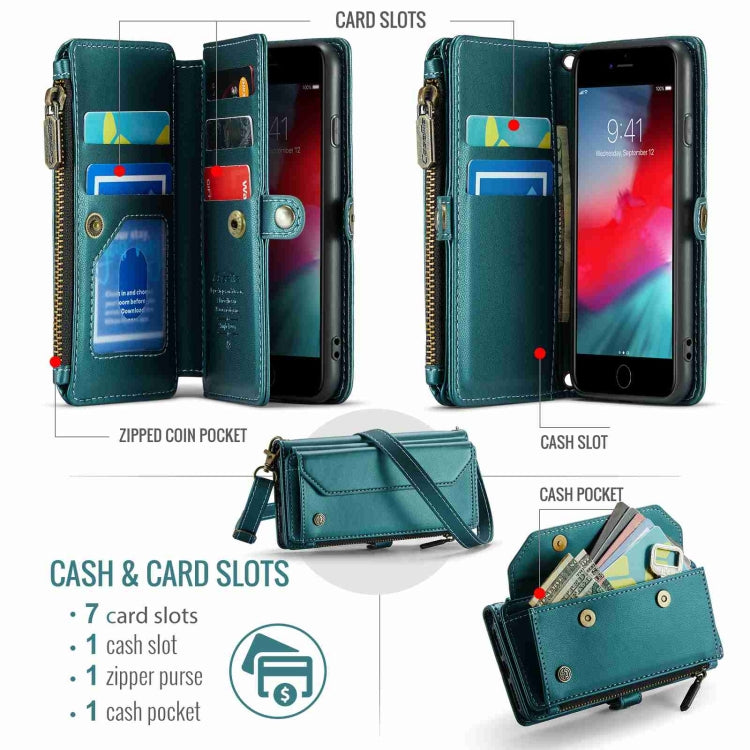 For iPhone SE 2022 / SE 2020 CaseMe C36 Card Slots Zipper Wallet RFID Anti-theft Leather Phone Case