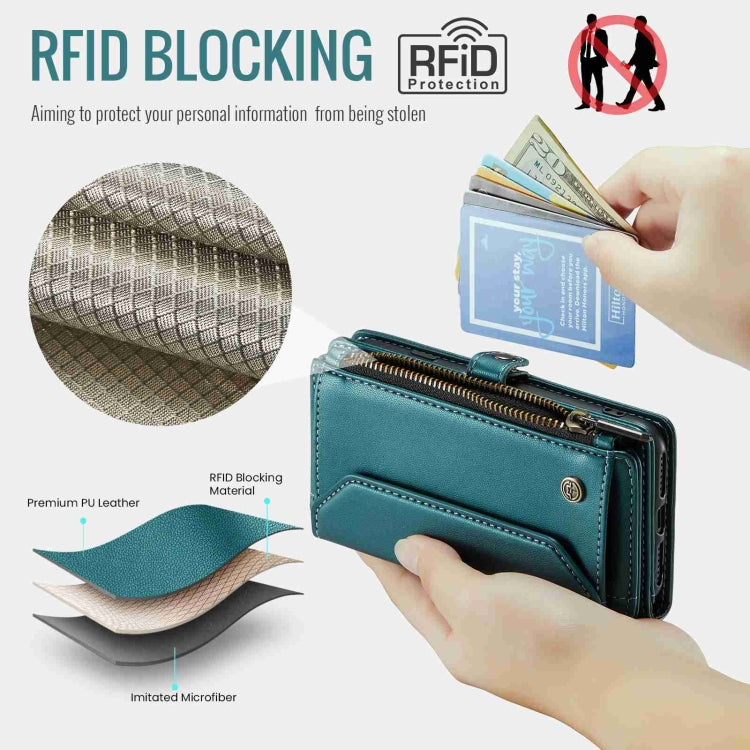 For iPhone SE 2022 / SE 2020 CaseMe C36 Card Slots Zipper Wallet RFID Anti-theft Leather Phone Case