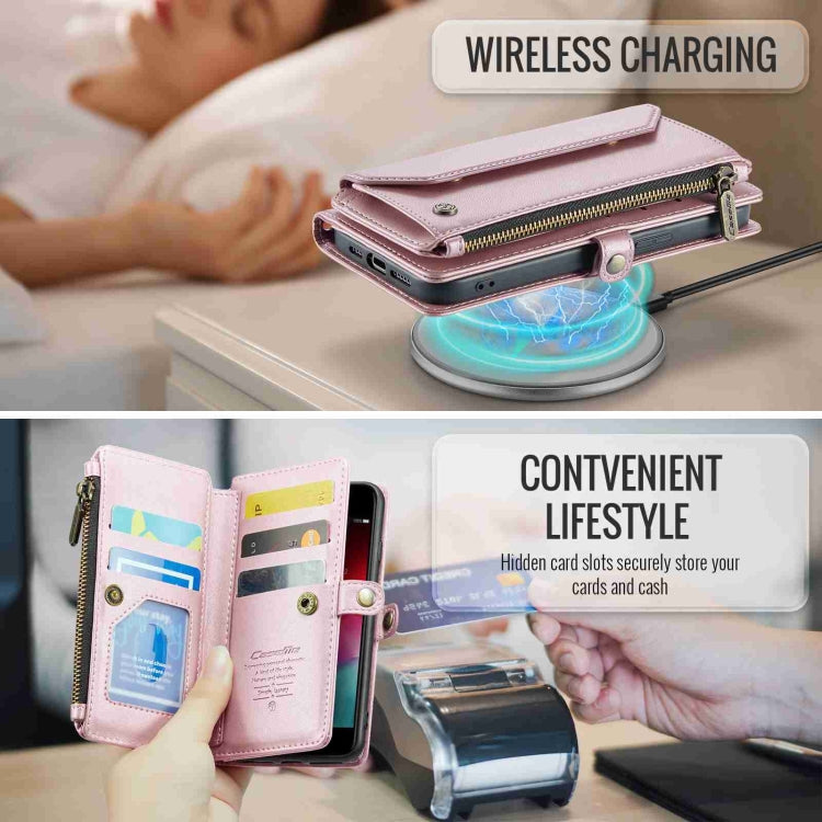 For iPhone SE 2022 / SE 2020 CaseMe C36 Card Slots Zipper Wallet RFID Anti-theft Leather Phone Case