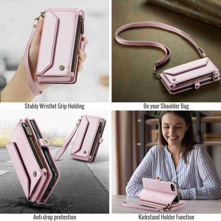 For iPhone SE 2022 / SE 2020 CaseMe C36 Card Slots Zipper Wallet RFID Anti-theft Leather Phone Case